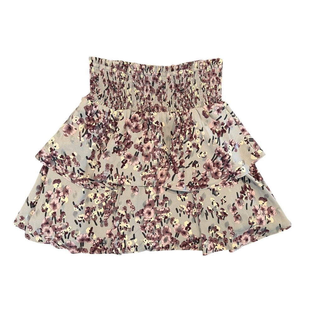 NWOT Pippa & Julie Tiered Floral Skirt, Gray/Taupe, Girls Size 14